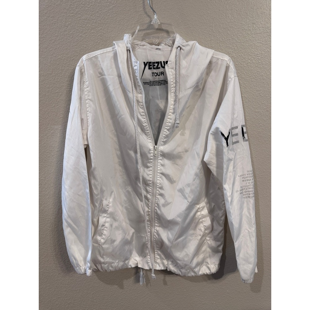 Yeezus Tour Windbreaker Jacket Full Zip White Lightweight‎ Coat